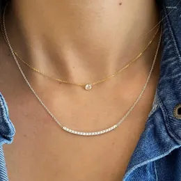 Colares Pingente Stonefans Simples Strass Curvo Bar Colar Gargantilha Para Mulheres Moda Personalizada Colar De Corrente Jóias