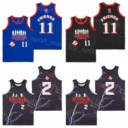 Moive Basketball Stranger Things Jersey ELEVEN 2 The Boys Ghostbusters 11 Friends Pullover Blue Black All Stitched University Retro For Sport Fans Vintage Sewing