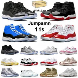 Com Box Wholesale 2023 New JMPMan 11s Menções Sapato de basquete esportivo feminino 11 Cimento azul baixo baixo Tour cinza tour