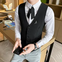 Men's Vests Plus Size S-5XL Vest Men Formal Business Single-breasted Slim Waistcoat Wedding Dress Suit Chaleco Hombre Weste