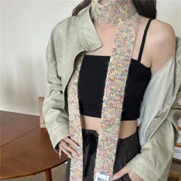 Scarves Soft Waxy High-grade Knitted Long Thin Scarf Women Autumn Winter Y2k Girl Style Mixed Color Warm Narrow