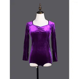 Stage Wear Black Latin Dance Training Top Donna Adult Style Square Collar Modern Sailor Suit Performance con scollo a V