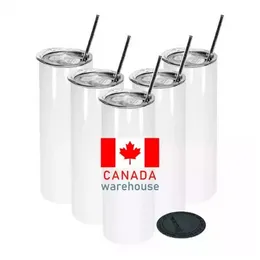 US/CA STOCK 20oz Mugs Sublimation Blanks Straight Tumbler 20 oz Stainless Steel Double Wall Insulated Slim Water Tumbler Cup with Lid and Straw 50pcs/Carton