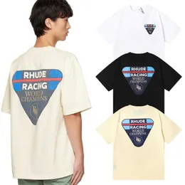 Roupas de moda de grife camisetas Hip hop camisetas Rhude Race tendência marca campeão mundial comemorativo masculino feminino verão casal solto algodão t solto streetwear