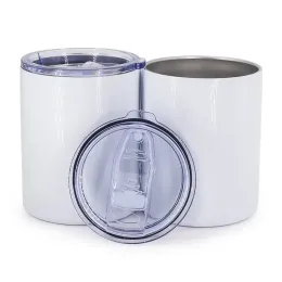 USA Ship 10oz SubliMation Tumblers utan hantering Sömlös lågboll Kaffekopp Rostfritt stål Blank Vita barnkoppar Vakuumisolerade drickande 50st/Case Partihandel