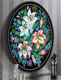 AZQSD Diamond Painting Flower Special Diy Diamond Ammonstery Mosaic Lily with Round Frame Art Kits Home Decorations 2012026829484