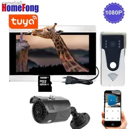 Campainhas Homefong 1080P Sistema de telefone de porta de vídeo Wifi sem fio Smart Intercom Mobile App Campainha de controle remoto com câmeras CCTVL231120