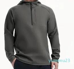 Autunno Inverno Tuta da yoga Scuba Felpa con cappuccio Mezza zip da uomo Maglione sportivo Giacca da palestra ampia Fitness Cappotto corto in peluche FelpaF