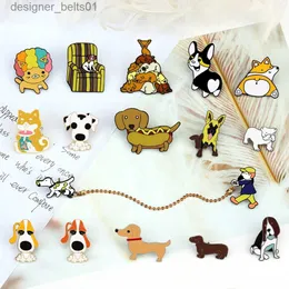 Stift broscher promenader hundar! Söt koki hund emalj stift tecknad labrador tyska herde dachshund bulldog brosch barn husdjur valp hatt badge juvelry231120