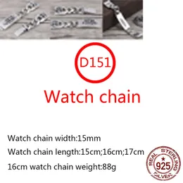 D151 S925 Sterling Silver Watch Chain Hip Hop Street Fashion Pare Smycken Personlig Punk Style Solid Cross Flower Letter Lover Gift