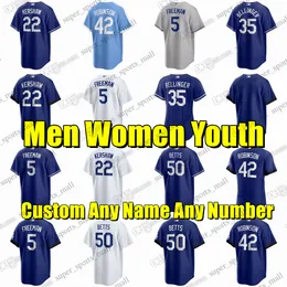 Niestandardowe 2023 Nowe koszulki baseballowe 7 Julio Urias 34 Fernando Valenzuela 42 Jackie Robinson Bellinger Betts Freeman Jansen Kershaw Taylor Buehler zszyte koszulkę