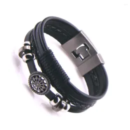 Bracelets à maillons en cuir pour hommes, classique, mode, multicouche, perles, multicouche, pour bijoux, cadeau