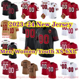 Custom S-6XL Football 23 Christian McCaffrey Jersey Stitch Elijah Mitchell Javon Kinlaw Talanoa Hufanga Trey Lance Garoppolo Joe Montana Jerry Rice Jerseys