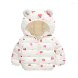 Down Coat Kids Autumn Clothes 2023 Winter Warm Hooded Jacket Sweet Cartoon Print 0-6 Years Old Boys Girls Fashion Children's Clothing