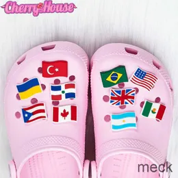 1st National Flags Croc Charms Accessories Sneakers Shoe Decorations Pins For Croc Woman Men Us UK RUS CROC Jeans Dropshipping