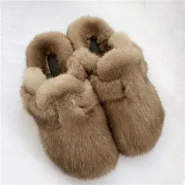 Slippers Style Fur Ladies Winter Warm Shoes Real Mink Household Furry Closed Toe Flat 231120