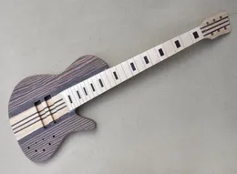 Kits de bajo cuerpo de madera de cebra semifinable de fábrica con 6 cuerdas guitarra guitarra de arce no se puede cambiar7030134