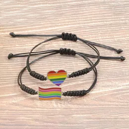 Charme Pulseiras Noter LGBT Pulseira Unissex Handmade Weaven Wax Cord Braslet Ajustável Macrame Braclet Festival Acessórios String Pulseria