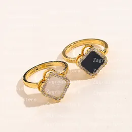 Elegante Classic Ring 4/Four Leaf Clover Designer Ring For Charm Women Men Gold Plated Ring Hoge kwaliteit sieraden Bruiloft Geschenk verstelbaar
