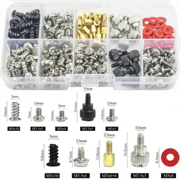 Verktygsdelar 228360pcs Computer Screw Standoffs Set Accessories Kit DIY Motherboard Mount Screw PC Fall Fan Screws Hard Drive Red Washers 230419