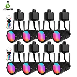 RGBW LED Track Lights 10 Heads Dimmabable RGBW H Tip Tays Aydınlatma Kafası Aksan Görev Perakende Sanat Sergisi 120V Muticolor Spotl306j