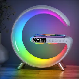 Newst 4 In1 N69 högtalare Stor G Atmosphere Light Mobiltelefon trådlös laddare Bluetooth -högtalare App Control Music Rhythm Pickup Alarm Clock