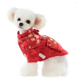 Dog Apparel Red Clothes Pet Dress Winter Year Chinese Style Tang For Christmas Cosplay Accessories Festivel