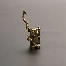 Decorative Objects Figurines Vintage Pure Copper Robot Guard Statue Ornament Cartoon Ancient Characters Guards Miniature Desktop Decorations Crafts 230419