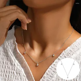 Chains 925 Sterling Silver Zircon Geometric Necklace For Women Girl Simple Fashion Design Jewelry Birthday Gift Drop