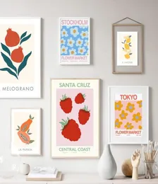 Dipinti Fragola Frutta Mercato dei fiori Foglia di arte della parete della tela di canapa Pittura Nordic Poster e stampe Immagini per soggiorno Decor2242394