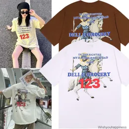 TEESTシャツ高級メンズデザイナーファッション服ヒップホップハイストリートスタイルRRRレターナイトプリント123ルーズラウンドネック半袖Tシャツ男性女性カップルファッション