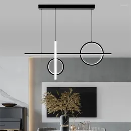 Lustres Artpad moderne minimaliste LED lustre cuisine salon île Art Design Suspension luminaires or noir lampe suspendue