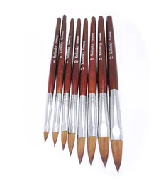 Kads Kolinsky Sable Pen Red Wood 121416182022 Nagelkonstborste för professionell rund huvud nagelritning verktyg2669342