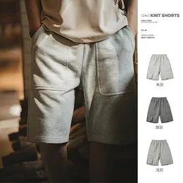 Men's Shorts Maden Vintage 325g Heavyweight Gray Knit Pockets Loose Athletic Gym Short Pants Summer Casual Jogger Workout 230419