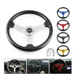 Car Universal PU Leather Steering Wheel 350mm 14inch Aluminum Alloy Racing Auto Sport Drifting Steering Wheels With 5 Color