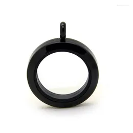 Collane con ciondolo Ciondolo medaglione rotondo in acciaio inossidabile da 30 mm Ciondoli galleggianti in vetro magnetico nero Pendenti viventi