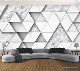 Sfondi Papel De Parede Triangolo tridimensionale Origami Fiore Carta da parati 3d Murale Iving Room Tv Wall Bedroom Papers Home Decor