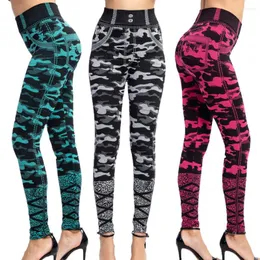 Active Pants Damen Camouflage Sport Yoga Leggings Hohe Taille Gym Fitness Running Seamless Stitching Hollow Workout