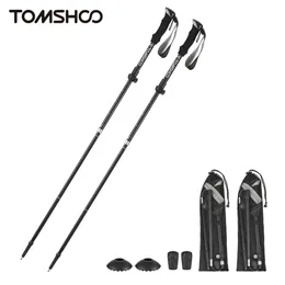 Pólos de esqui Tomshoo 2pcs escalada varas trekking pólo leve dobrável trekking pólo cinco vezes vara para caminhadas mochila 231120