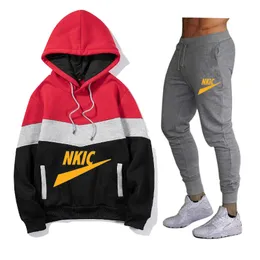 New Mens Gym Tracksuit 2 조각 세트 힙합 스포츠웨어 패션 후드 땀복 조깅 캐주얼 정장 남성 피트니스 달리기 의류