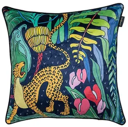 Kudde Luxury European Retro Style Velvet Cover Colorful House Case Jungle Tiger Leopard Pillows Cover för SOFA BED