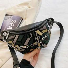 Evening Bags Pochete feminina com corrente bolsa de cintura de marca de luxo feminina xadrez fashion quadril bolsa de cinto para viage J2304194