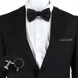 Bow Ties Men Set Solid Color Bowtie Cravat Mankiety Mankiety chusteczki moda Maszy Motyl Wedding na akcesoria koszulowe