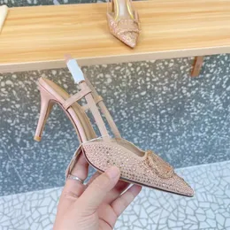 Designer Fashion Women's high-heeled sandals Leather pointy heels Sexy stiletto Party Shoes Designer women's leather shoes Buckle Dress shoes Wedding LACES box