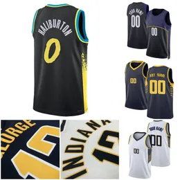 مخصص CE Jersey Mens Womens Youth Bennedict Mathurin Hield Myles Turner Black City Pacer Basketball Jersey Tyrese Haliburton Isaiah Jackson Aaron Nesmith