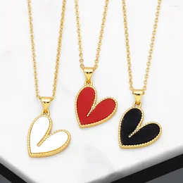 Ожерелья с подвесками FLOLA, романтические подарки на день Святого Валентина, красное сердце для женщин, медное позолоченное короткое ожерелье, ювелирные изделия для влюбленных пар Nkeb728