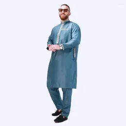 Roupas étnicas Tradicional Islâmico Eid Jubba Thobe Árabe Abaya Caftan Muçulmano Conjuntos Robes Homens Moda Nacional Estilo Retro Terno Ramadã