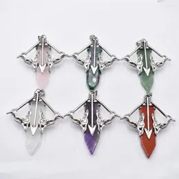 Pendant Necklaces Fashion Good Quality Natural Stone Rose Quartz Amethysts Cupid's Arrow For Jewelry Making 6pcs/lot Wholesale Free