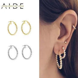 Hoop Earrings Sterling Silver Small Beads For Women Fashion INS Peas Strand Round Pierced Earings Fine Jewelry Kolczyki & Huggie