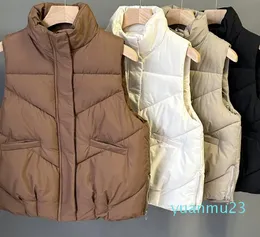 Autunno/Inverno Nuovi vestiti da yoga Piumino Gilet di cotone Cappotto da donna Colletto alla coreana Piccolo profumo Senza maniche Cappotto di cotone Canotta LLuSame Style